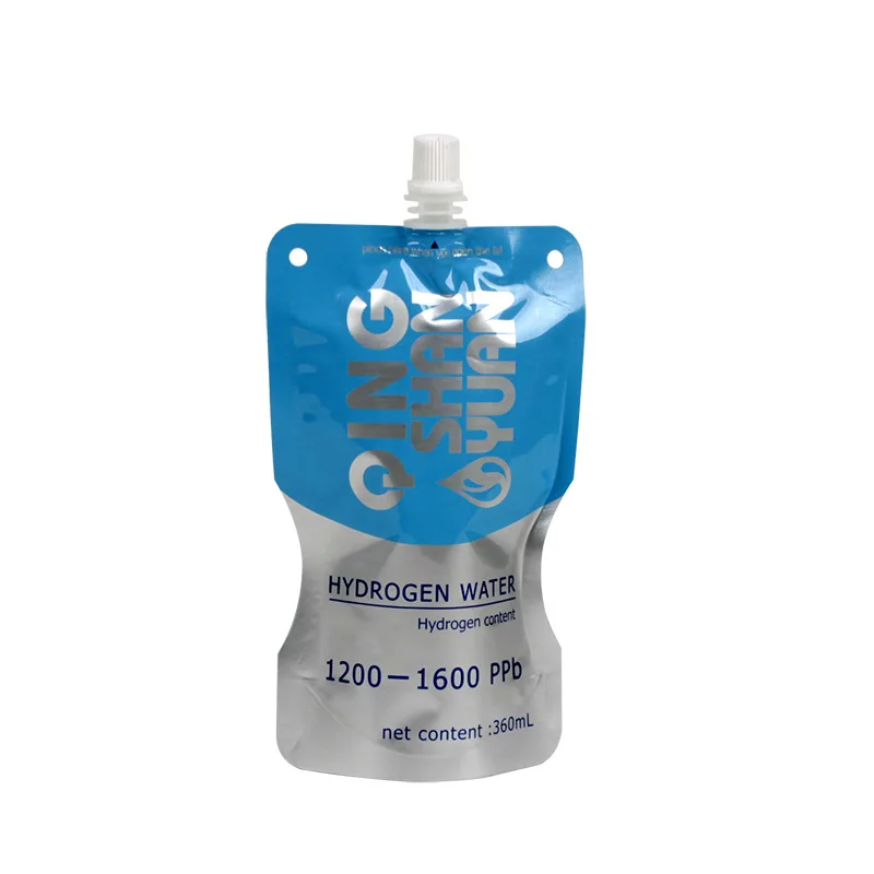 Customized 360ml drinking water special-shaped bag perforated aluminum foil nozzle stand-up pouch with spout