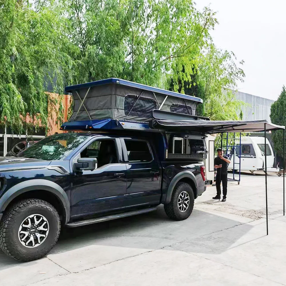 Factory Price Mini Pickup Slide On Truck Camper Hexagonal Aluminum Frame Pop Up Tent Canopy Rv Canopy