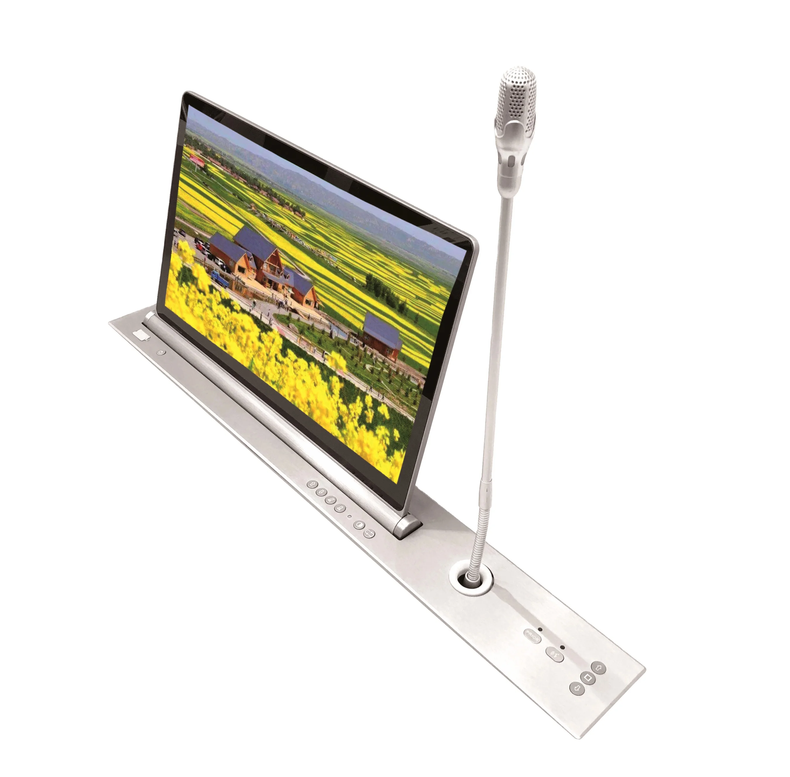 18.5 inch Desk Pop up LCD Monitor Hidden Lift With Microphone Desktop Motorized Vertical LCD Screen Lifter Monitor Lift