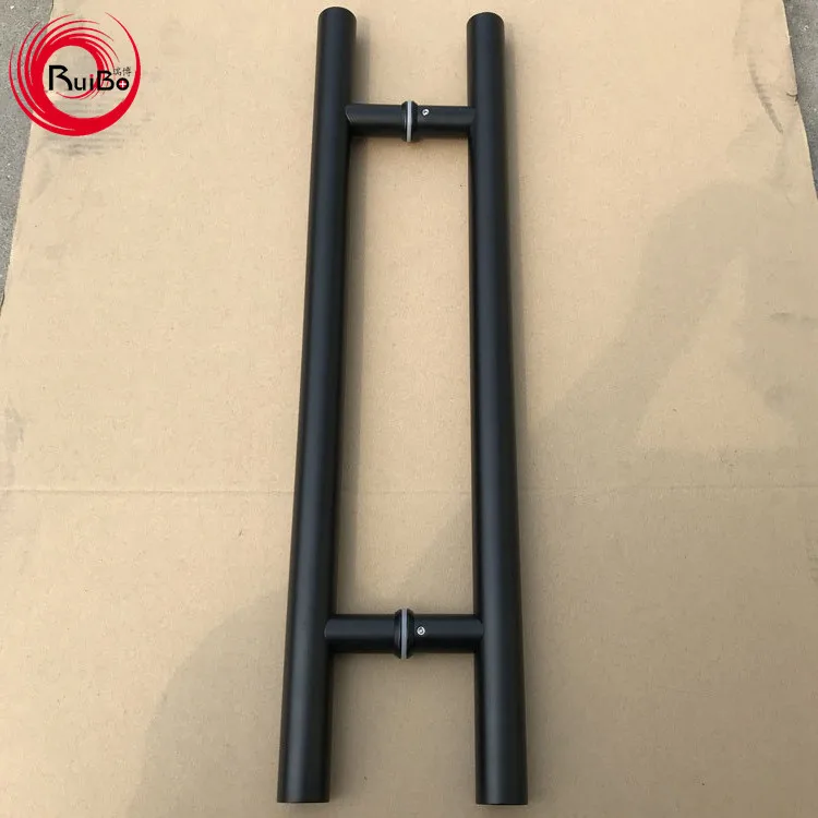 Stainless steel matt black interior H shape glass door pull handle america black
