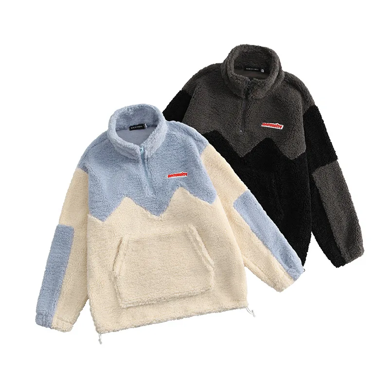 Outdoor Custom Embroidery Lambswool Coats Chenille Sherpa Fleece Winter Jacket Men With Pocket For Men