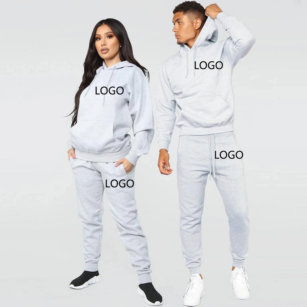 2022 New Autumn Custom Logo High Quality Unisex Training Wear 2 Piece Jogging Suits Plain Tracksuit Hoodie Men Sweatsuit Sets