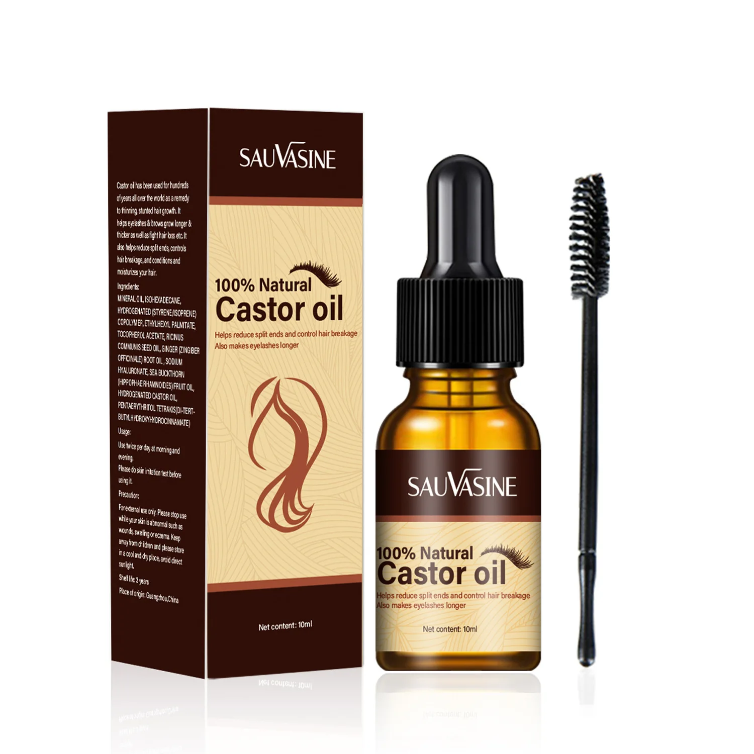 Natural Organic Castor Oil Serum Lashes Lengthening Castor Oil Moisturizing Hair Growth and Eyelashes Castor Essential Oil