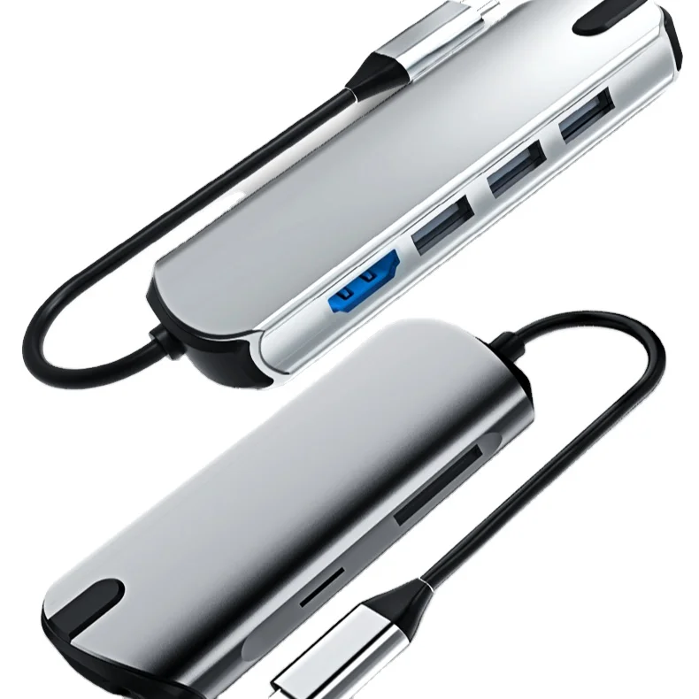 usb c hub multiport adapter- 6 in 1 docking station type c adapter charger usb switch power adapter 6 in 1 type c hub