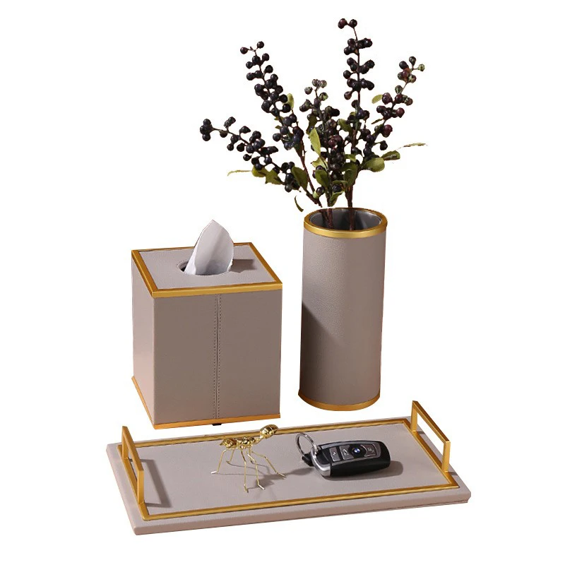 New Product Luxury Office Set Leather Office Desk Set Accessories Custom Logo for Desktop Storage