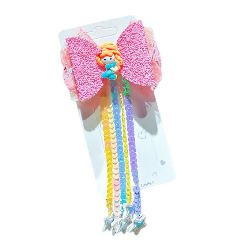 New Hot sale Girl cute bow hair clip Tassel mesh hair pins Accessories hair bow clips wholesale