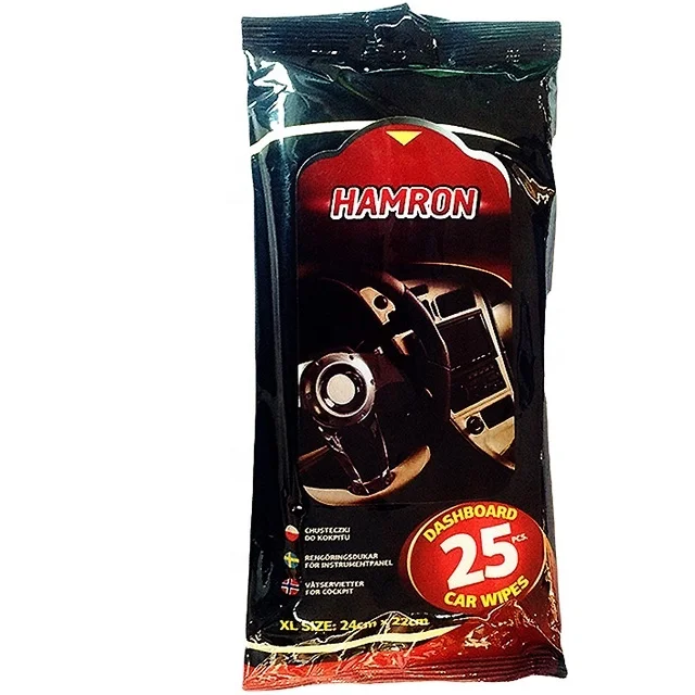 OEM Wholesale Car Interior Cockpit Cleaning Wet Wipes Adults Auto Clean 25pcs Household Vehicle Flowpack Non-woven Unscented