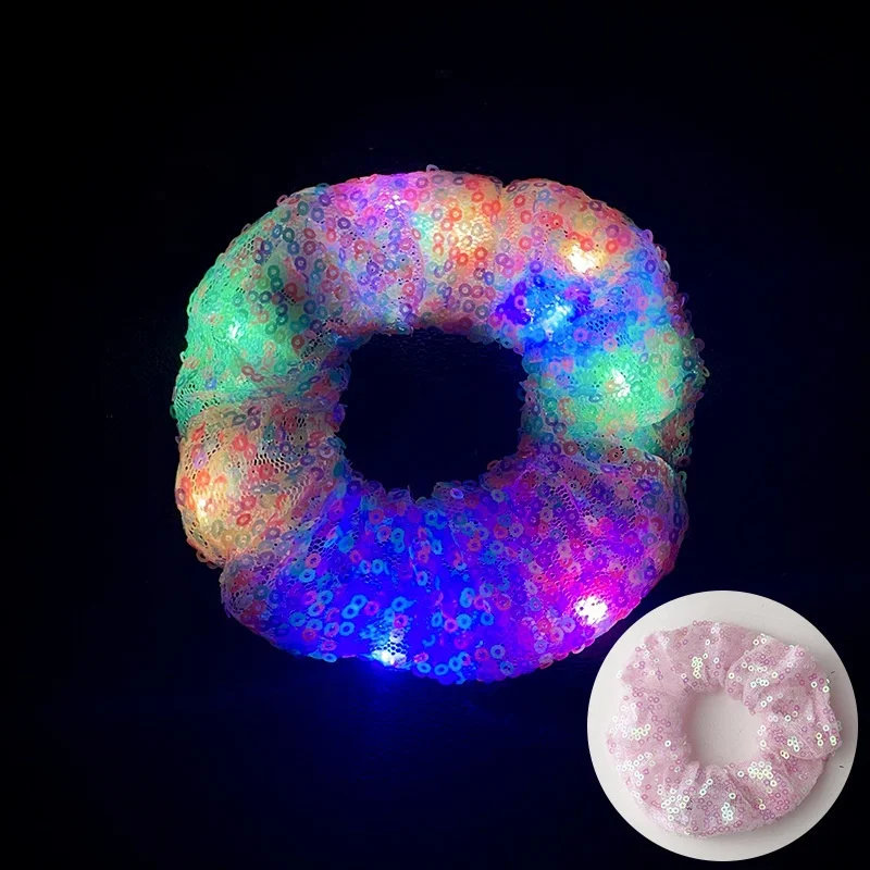 Fashion Stylish Satin and Polyester Hair Accessories Lightweight Silk Satin LED-Shine Elastic Hair Bands  for woman