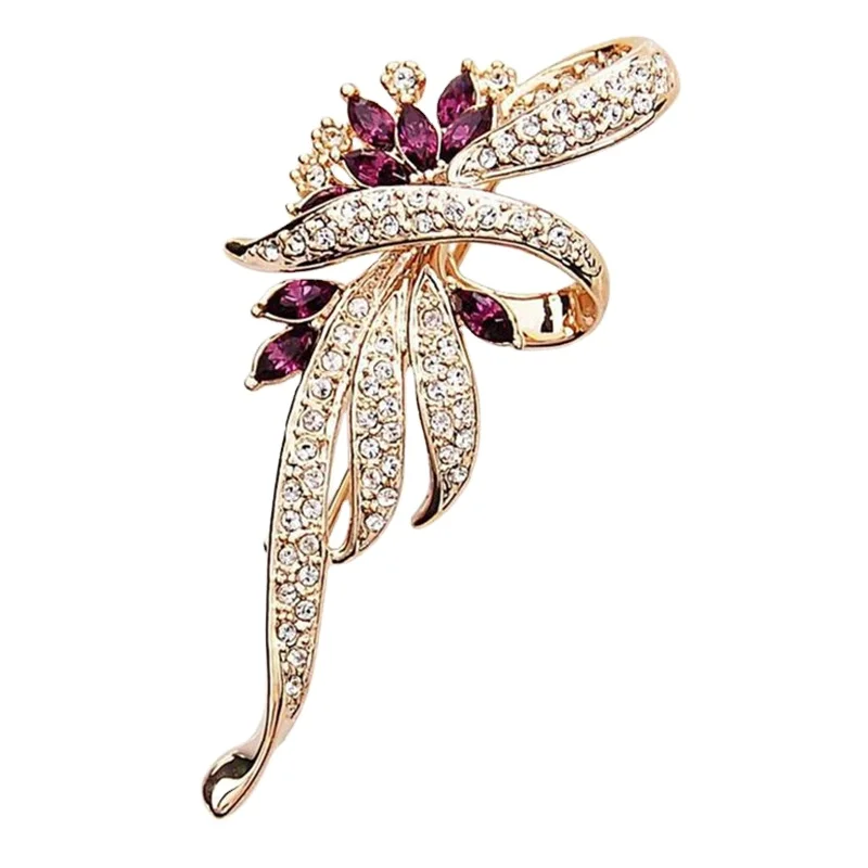 Fashion Crystal Flower Brooch Lapel Pin Fashion Rhinestone Jewelry Female Wedding Party Hijab Pins Large Brooches For Women