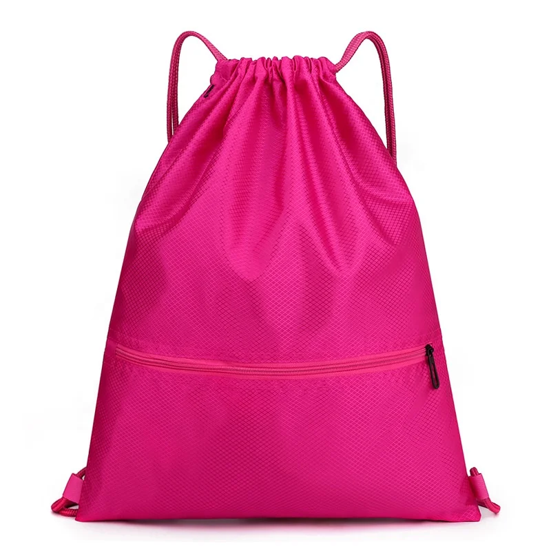 Promotional Outside Waterproof Zipper Black Small Nylon Mesh Backpack Drawstring Bag Pattern