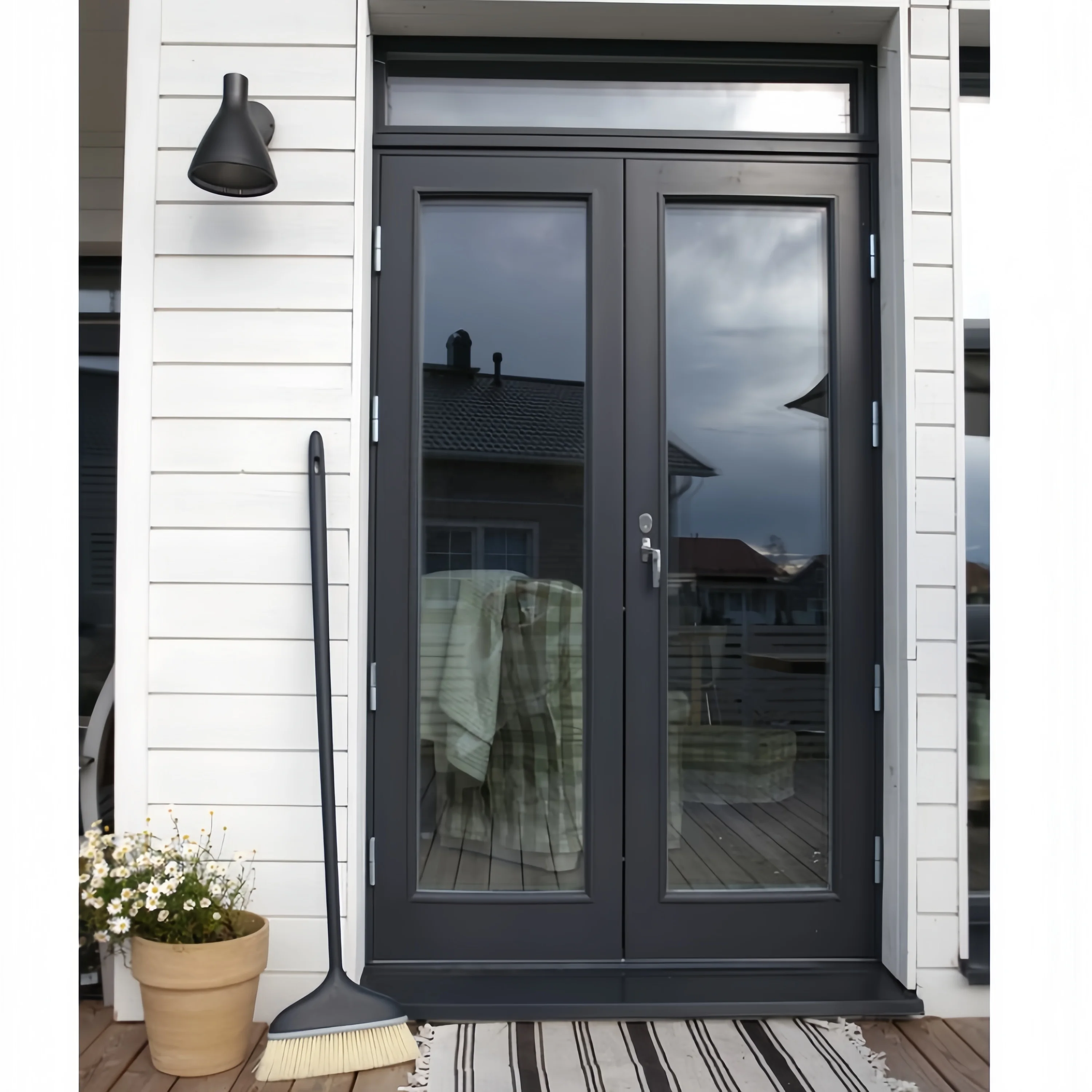 customized Latest aluminum alloy tempered glass Modern Design House Door Soundproof Glass Doors For House Casement Door for sale