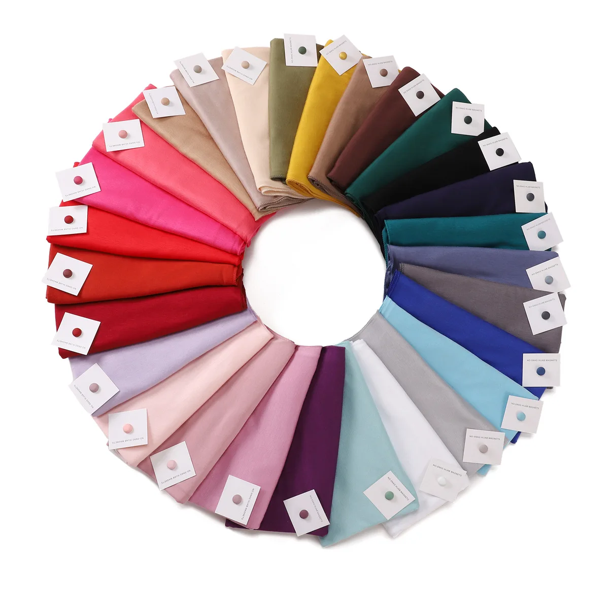 Fashion Mercerized Cotton Jersey Head Wraps Scarves Islamic Muslim Women Plain Soft Jersey Hijabs Set With Magnetic Button Pins