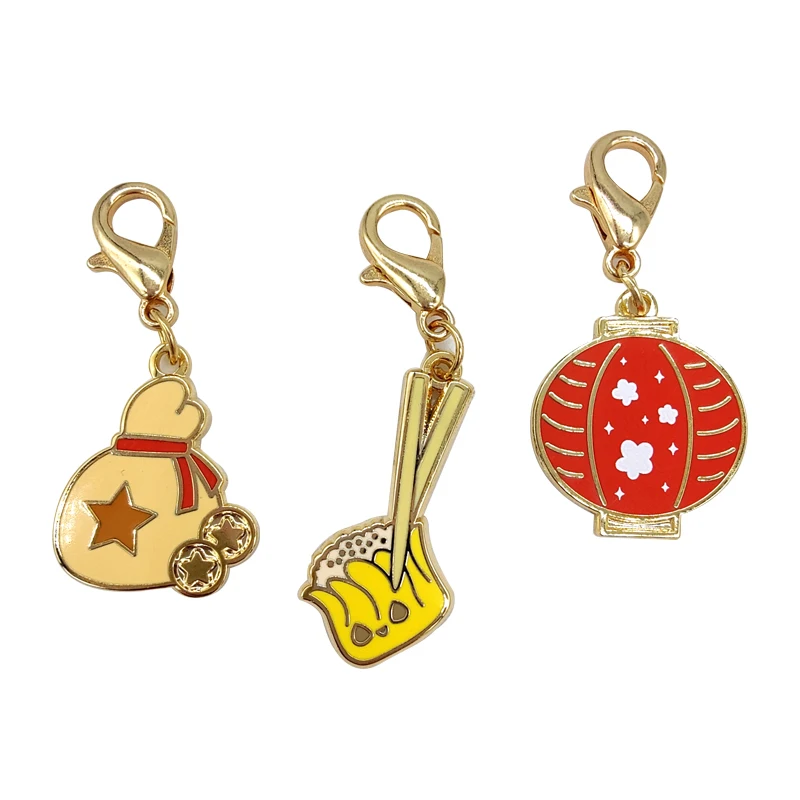 Custom Metal Keys Enamel Keychain Gold Plated Hard Enamel Charm with Gold Keychain