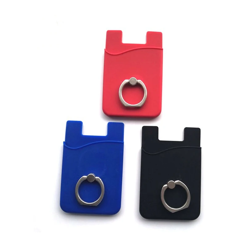 Rubber Silicone Phone Card Holder OEM Silicone Wallet with O-ring Mobile Id Adhesive Custom Business 3-5 Days with Custom Logo
