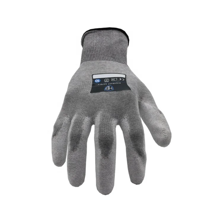 HB SAFETY CT PA517 PU ESD safety glove 15G seamless anti-static liner PU coated lightweight precision electron industry use