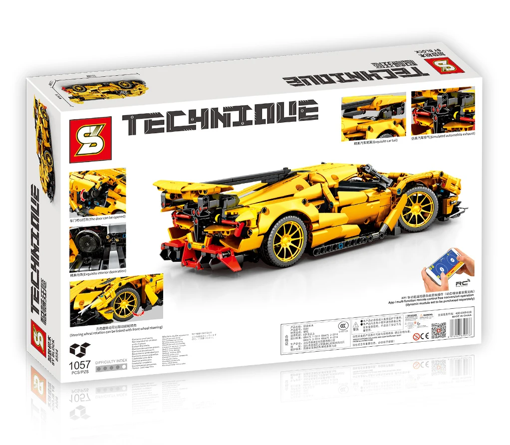 2022 HOT Remote Control Super Racing Apollo Sports Car Building Block Toys