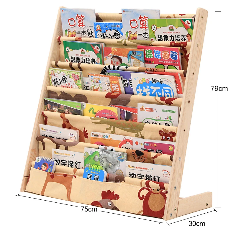 Pocket Wooden Book Magazine Display Shelf Kids Bookshelf Children Shelves Toy Storage Rack  Bookcase for Home