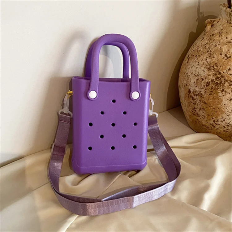 Vivid Color High Quality Kids Eva Tote Shopping Basket Cosmetic Bag Silicone Beach Mini Eva Bag with Strap