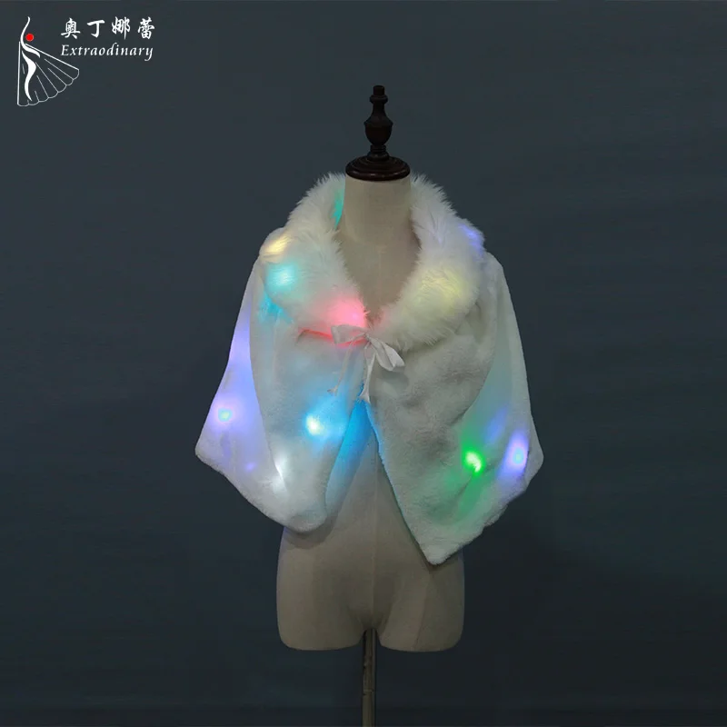 LED light imitation fur cape Halloween Christmas coat Bar party LED light clothing