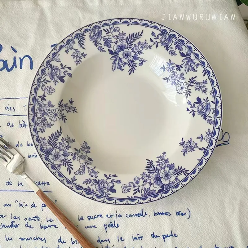 Blue and white series ceramic plate household deep plate cup plate pattern tableware