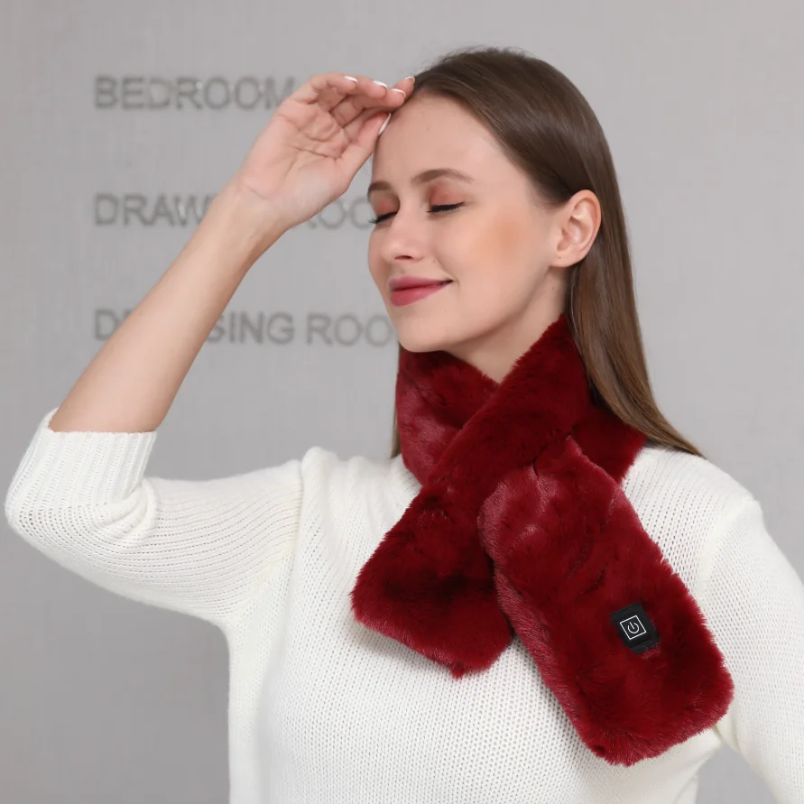 New Winter heating and vibration many colors Neckerchief USB Women Plush Collar Scarves Heated Scarf