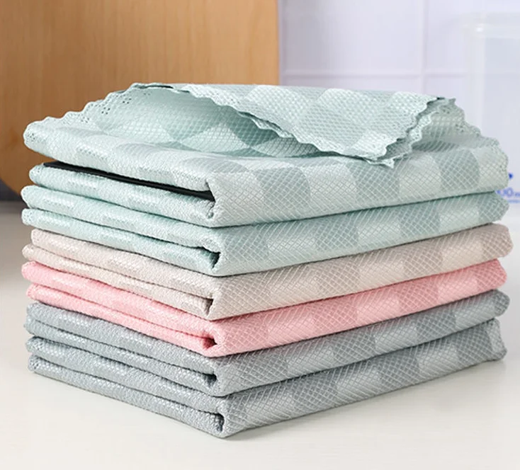 Glass Polish Wipe Rags Fish Scale Cleaning Cloth Microfiber Car Kitchen Towel