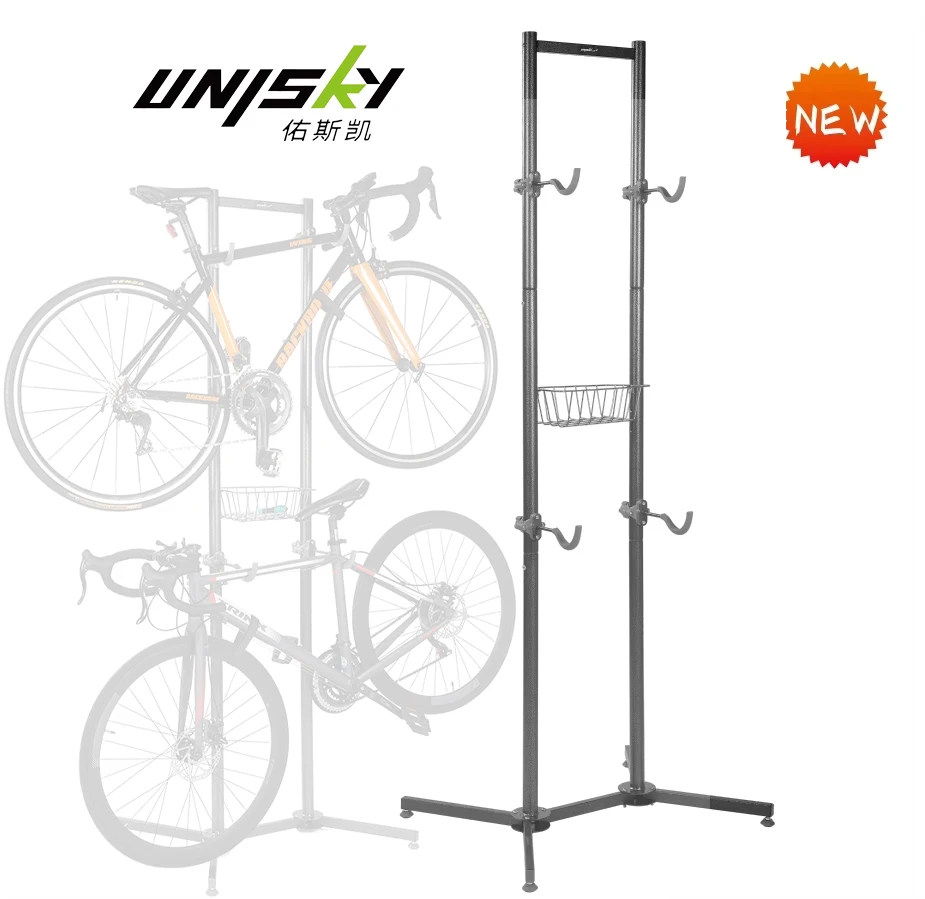 2  Bikes Rack Garage Storage Gravity Floor Bike Stand max load 80kgs  Adjustable Vertical Bicycle Stand Rack