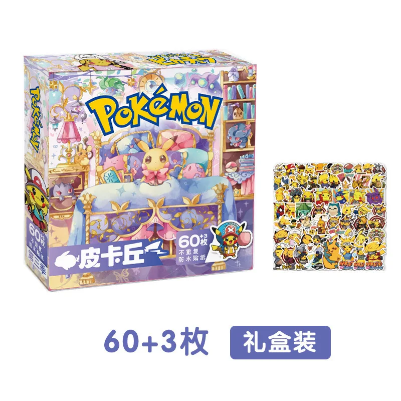 Lovely Pikachu Season 1 60-Sticker Pack Creative Office Adhesive Tape for Decorative Use