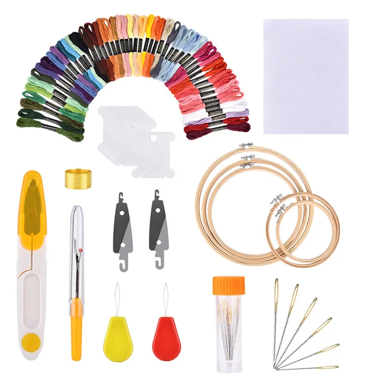 
Embroidery Starter Kit 100 Colors ecological cotton Embroidery Hoops Starter Cross Stitch Kit Craft DIY Tool Thread Set 