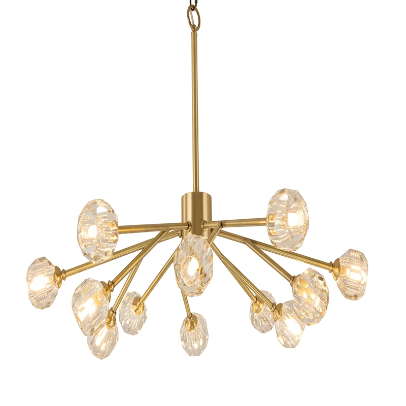 
Nordic Pendant Light Gold Bronze Simple Dining Room Crystal Chandelier 