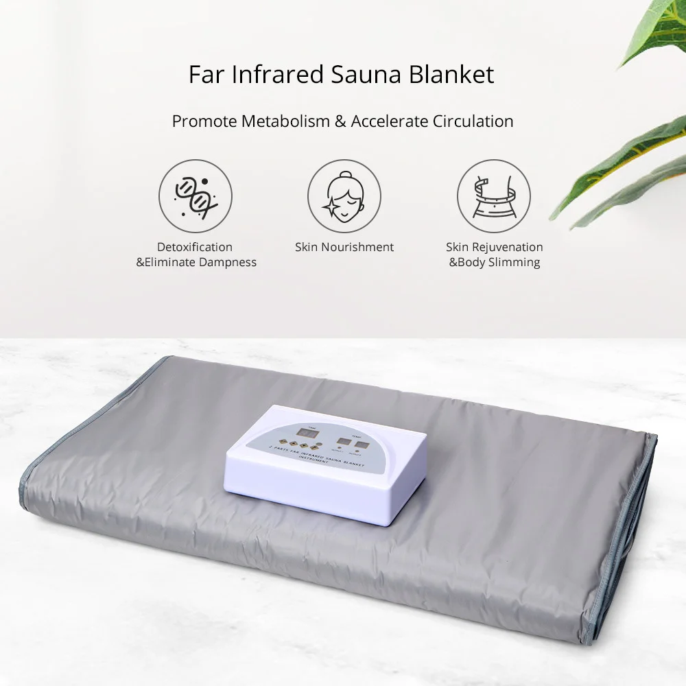 Double layer led infrared sauna blanket no emf chair air pressure professional thermal portable steam sauna infrar ems blanket