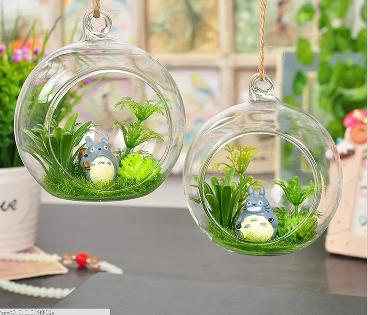 wholesale round shape glass plant terrarium hanging terrarium hanging glass ball with metal stand