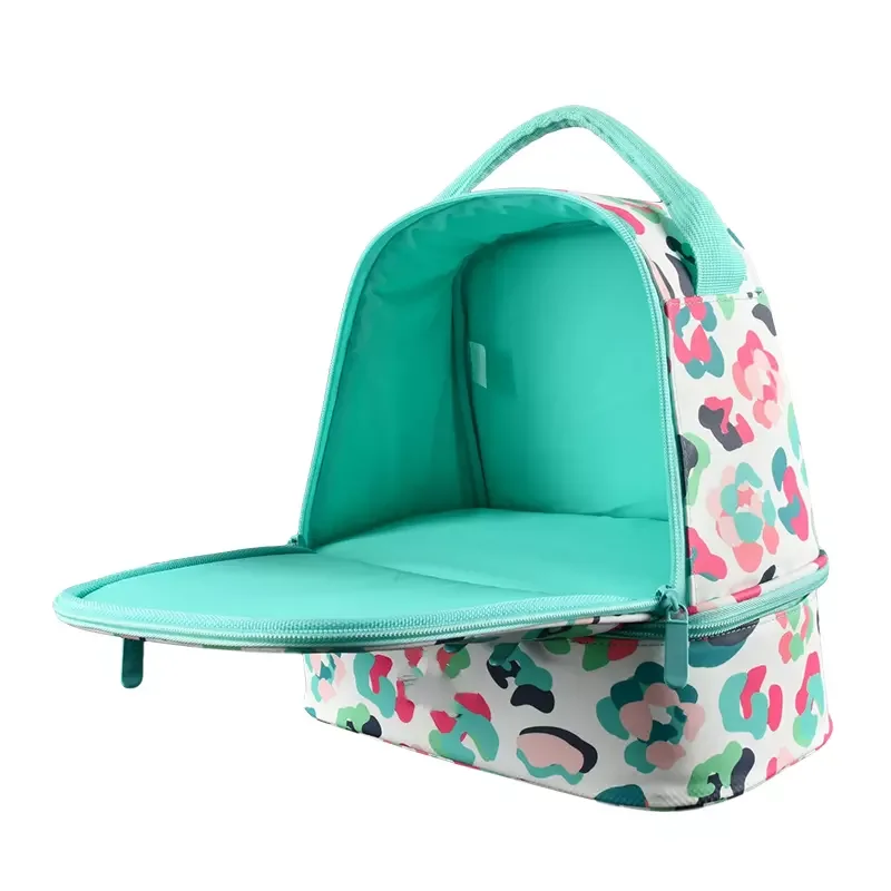 Full Color Printing 2 Layers Lunch Tote Bag With Waterproof Lining School Picnic Set