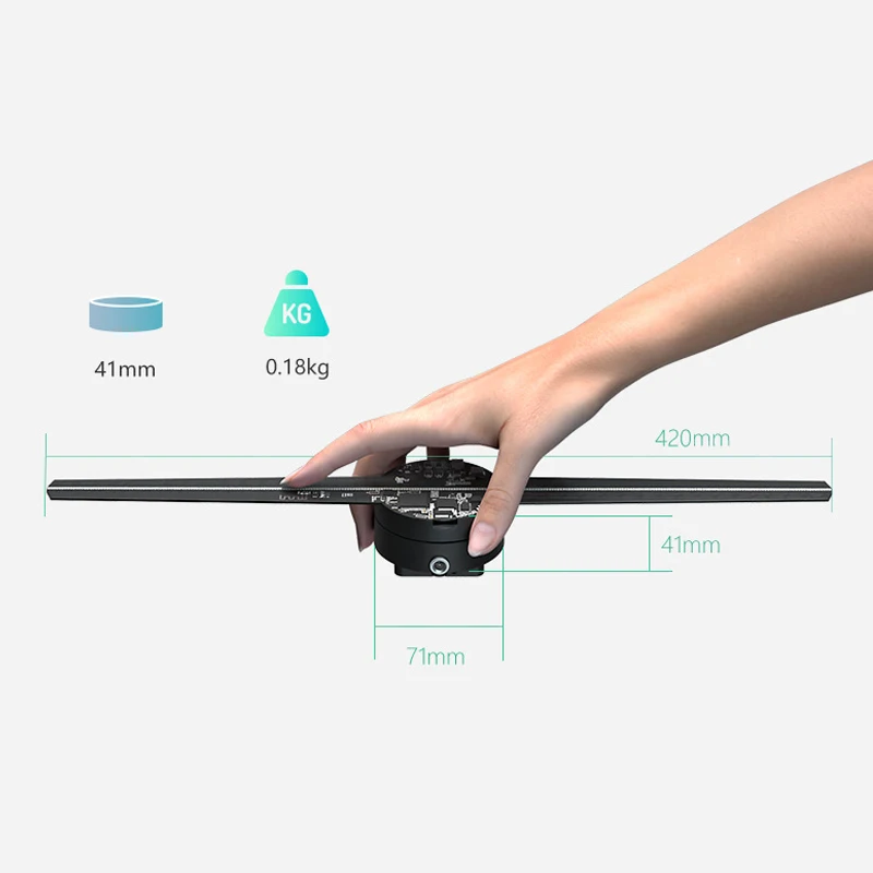42CM 3D Hologram Projector LED Fan Rotating Animated Advertising Equipment with SD Card Support