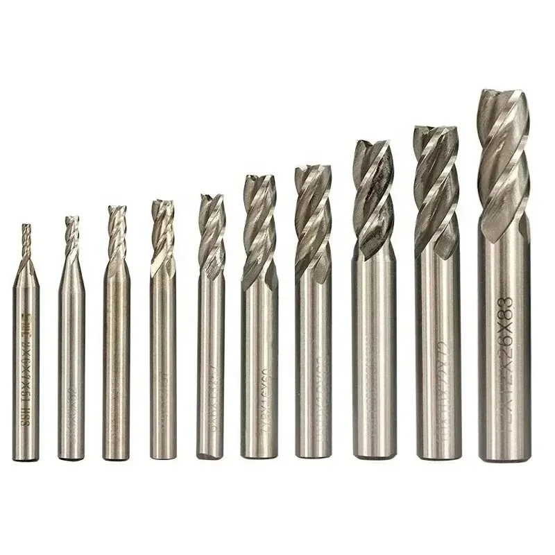 HSS Milling Cutter 4 Flute End Mill 10pcs 2-12mm for CNC Machine Milling Tools Router Bit Metal Cutter Aluminum Milling Bit