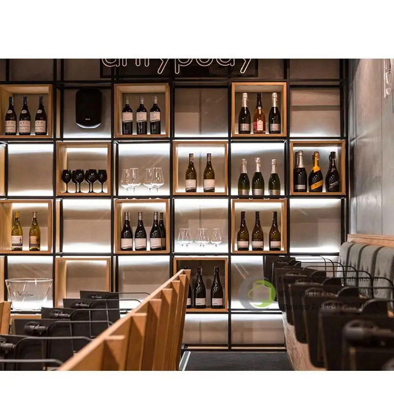 Interior design whiskey display cabinet bar wine storage Wooden display wine showcase