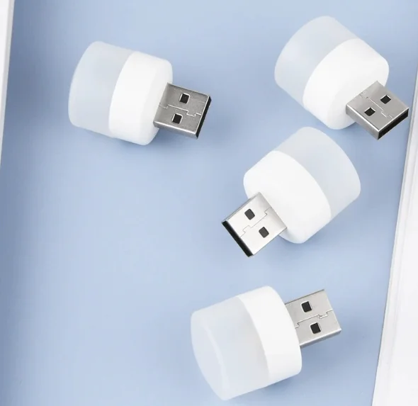 USB Lights by Night, Mini LED Bulb, Plug-in, Warm White, Compact, Ideal for Bedroom, Bathroom, Nursery, Hallway, Kitchen Car USB