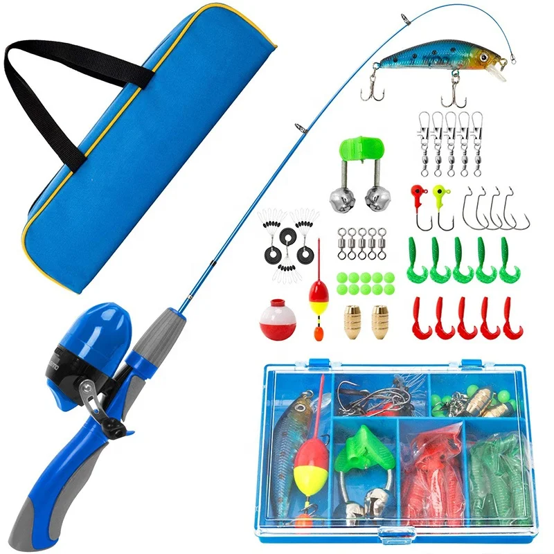 ToMyo Kids Fishing Pole, Portable Telescopic Fishing Rod and Reel Full Kit Set