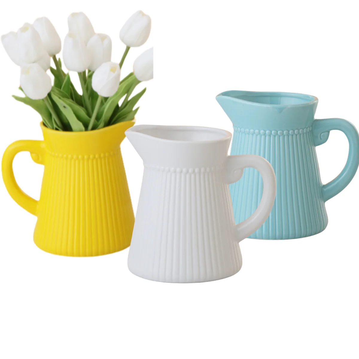 Best-Selling Kettle-Shaped Ceramic Vases for Home Decor Porcelain Milk Can Decorative Vase Suitable Flower Bouquets Table