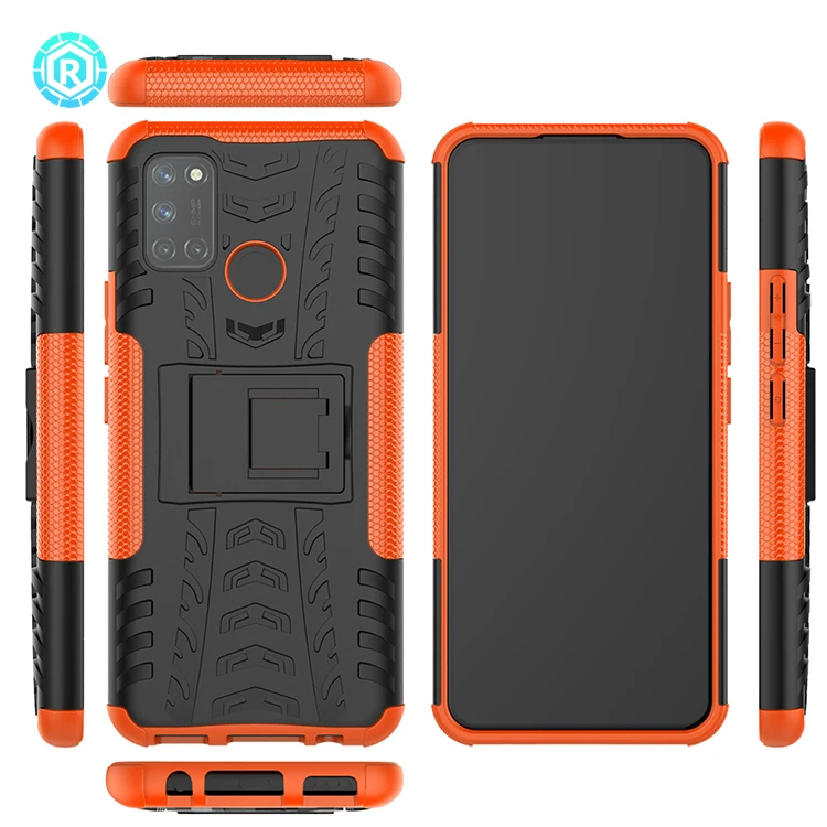 Top hybrid PC TPU Гибридный противоударный чехол с подставкой для телефона Oppo Realme 7i C17 задняя