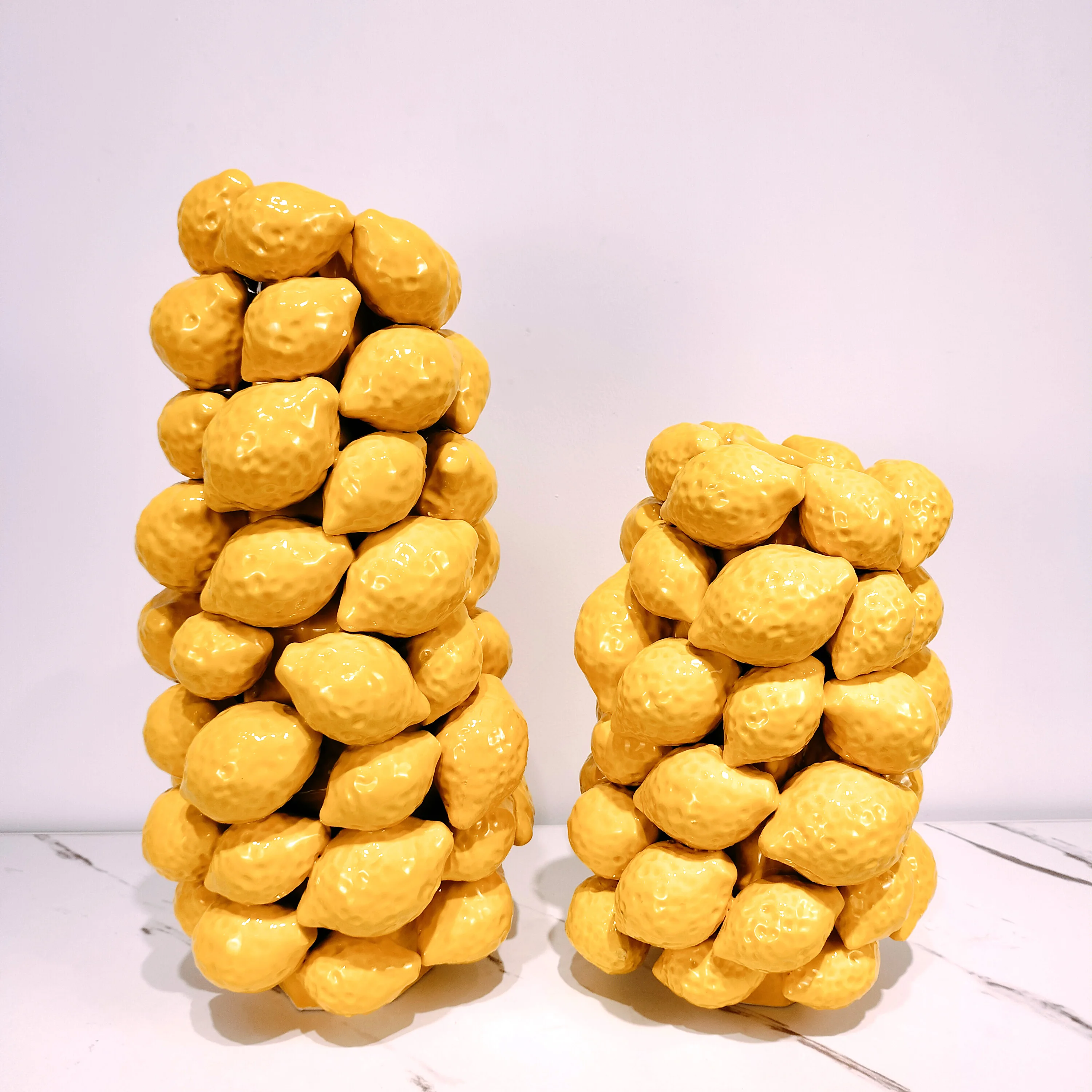 Modern Luxury Handmade Hotel Wedding Interior Design Yellow Lemon Ceramic Fruit Vase