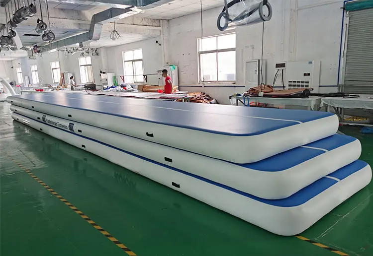 Factory Price Hand Made 3m 4m 5m 6m 8m 10m Water Floating Inflatable Gym Mat Blue Air Track Gymnastics With Air Pump For Sale