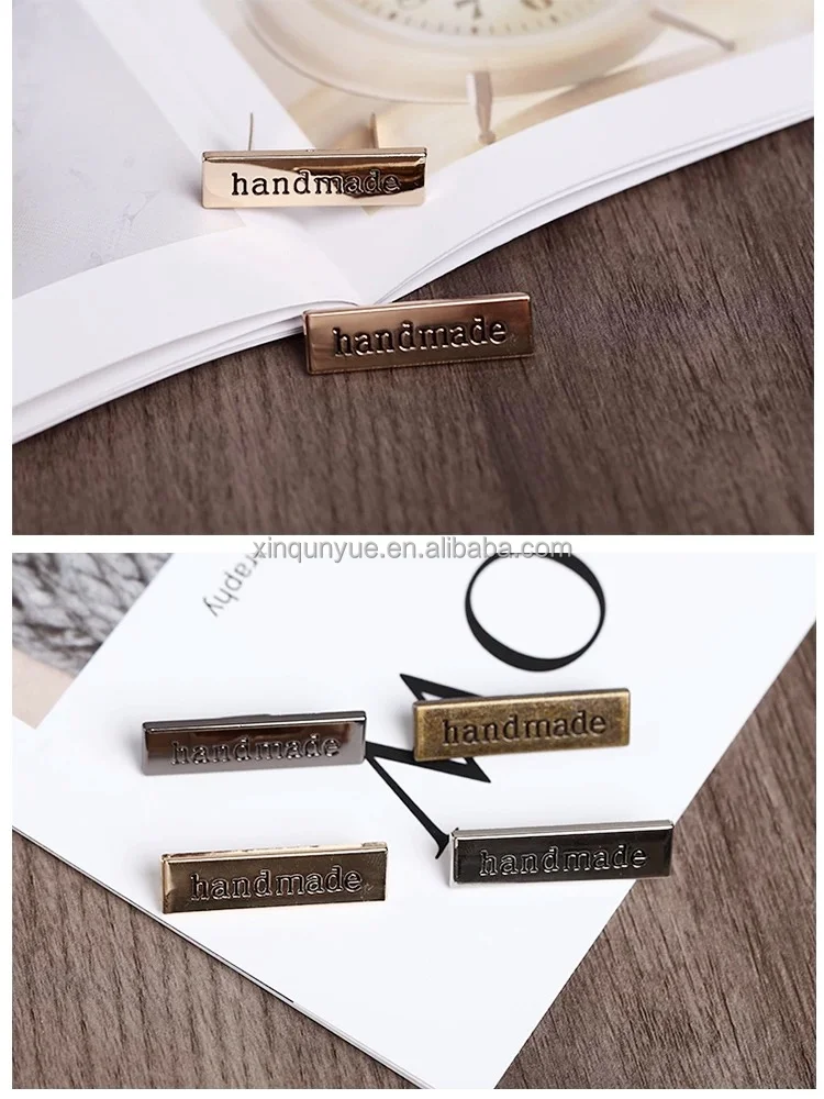 Hot Sale Handmade Engraved Gold Clothing Metal Label Custom Metal Brand Logo Tag For Bags