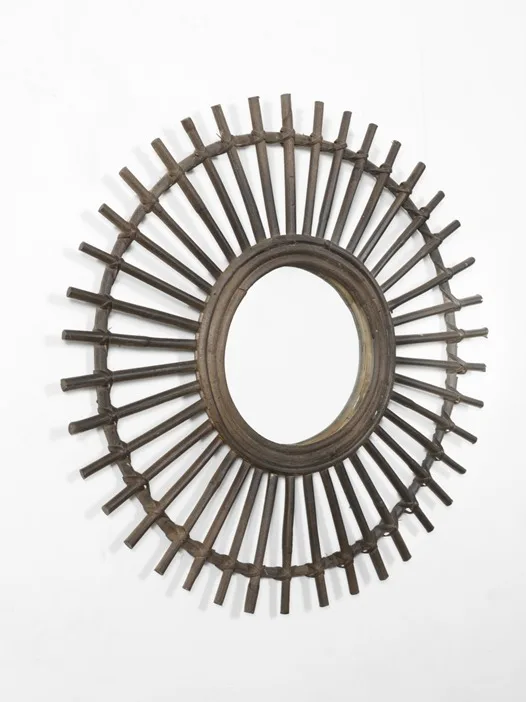 Spiral Elegance Mirror High Quality Manufacturer Natural Rattan Mirror Flower Shaped Frame Woven Mirror For Wall Decor