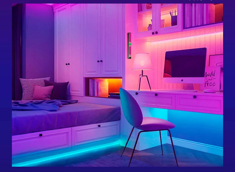 Rgb Voice Control Music Level Light Pickup Lamp Rhythm Recognition Light Bar LED USB Modern 80 APP Control Home Bar Car 32 LED