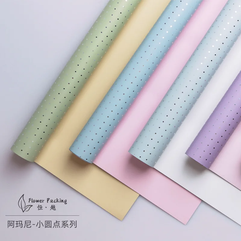 Wholesale Korean style flower Bouquet Wrapping Paper with small dots  high quality floral paper waterproof