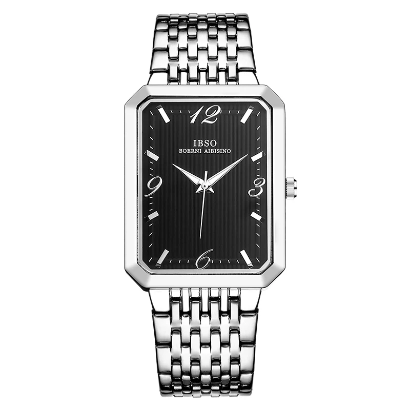 IBSO Luxury Ultra-Thin Rectangle Men Quartz Watch 3Bar Waterproof Shock Resistant