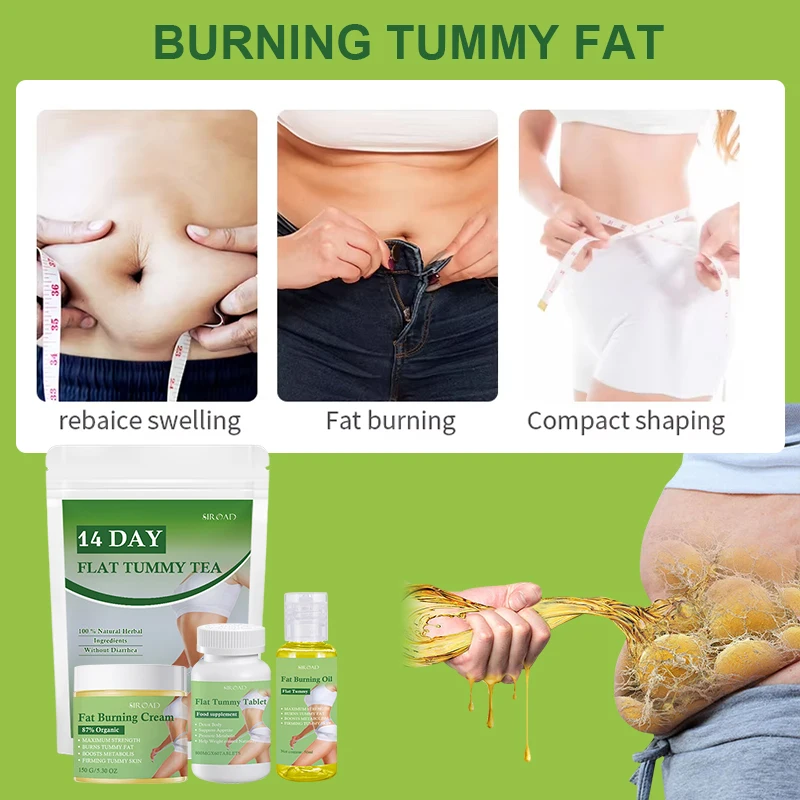 14 days Fast Weight Loss Shaped Skinny  Flat Tummy slimming Tea Fat Burner Pills Fat Burning Cream Massage Fat Burning Oil Set