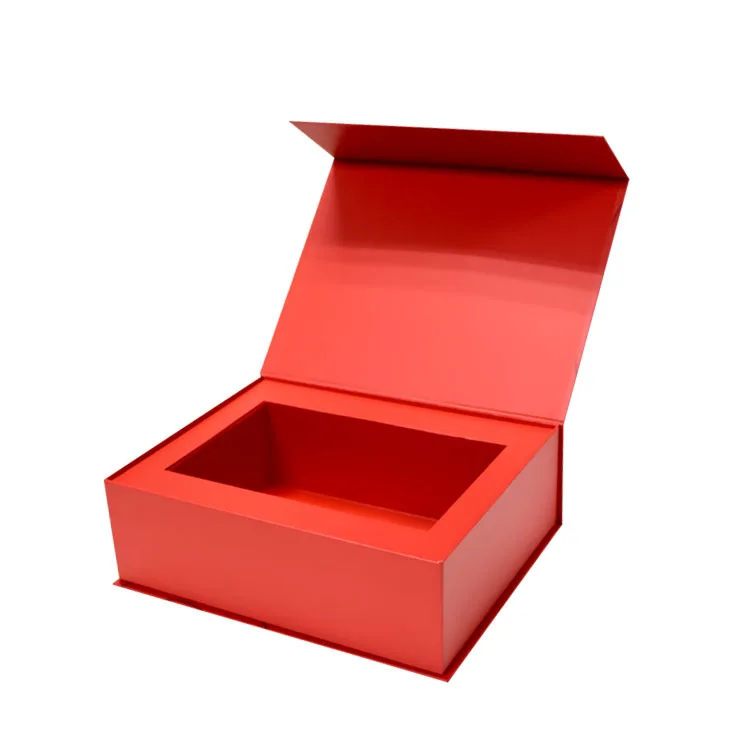 Custom Logo Luxury Paper Red Book Shape Rigid Hard box Magnet Box Packaging Magnetic Lock Gift Packaging Box With Insert