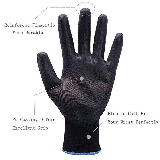 Cheap priceCustomized Logo Soft Durable  Nylon knitted EN388 PU Coating  Safety Working Gloves